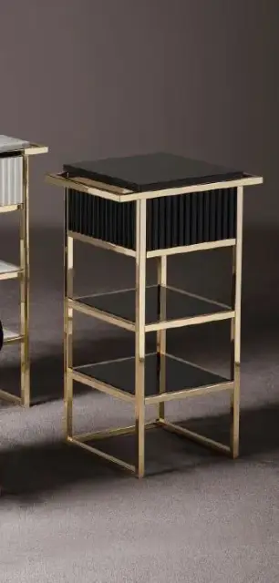 Тумба для ванной комнаты Oasis ACADEMY 0AC1PTA08439050OR + 0ACTTS000239036LMQ декор - ribbed nero, профили - золото, мрамор - nero marquina