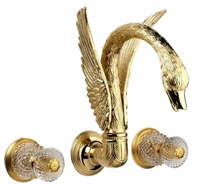 Смеситель для раковины Cristal&Bronze CYGNE FLAMANT C46-D1-1303 золото