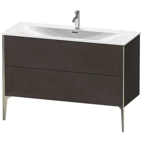 Комплект мебели с раковиной Duravit XViu XV43040B1720E00+23441200001+XV971400000 Dark Brushed Oak-72/рама champagne матовый-B1/раковина белая с покр WG