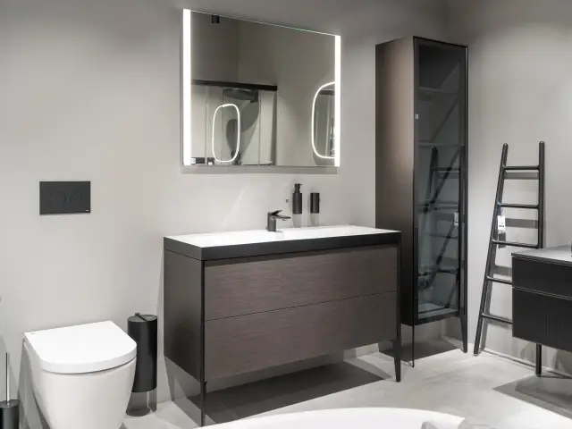 Комплект мебели с раковиной Duravit XViu XV4712OB272P0E00+XV971500000 Dark Brushed Oak-72/рама черный матовый-B2/ножки черный матовый