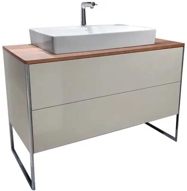 Комплект мебели с раковиной Duravit X-SQUARE XS492206060+XS061F07777+23538000711 Taupe Satin Matt Lacquer/топ American Walnut massiv/раковина белый WonderGliss