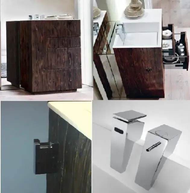 Комплект мебели с раковиной Milldue Touch 2916+9612+9613+9221+9637 abete black, хром