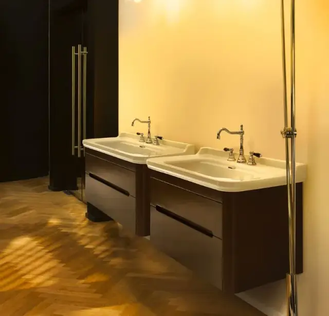 Комплект мебели с раковиной Kerasan Waldorf 919246 + 4142K1 (811390+414201) + 919490 отделка орех, хром