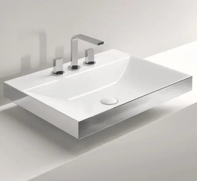 Раковина Milldue Londra 9295 внутри white ceramic, снаружи platinum