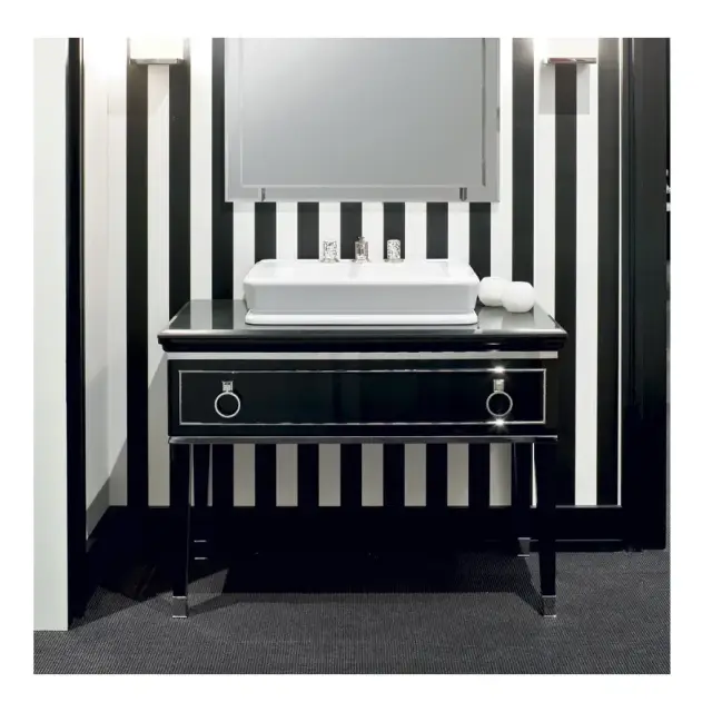 Комплект мебели с раковиной Oasis Lutetia 0LUTCP107756115CR + 0LVBSPR00000001 + 0LUTTM100256115LMQ + 0ACTSFS00000000 мрамор - NERO MARQUINIA, элементы - хром