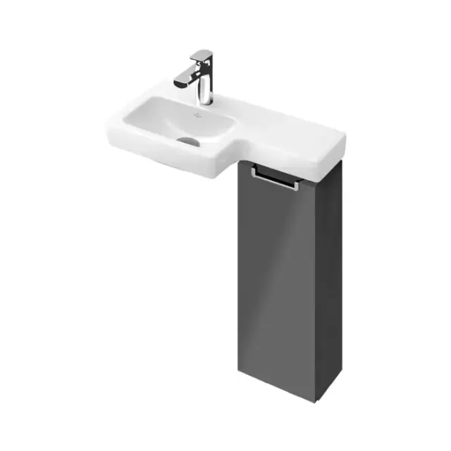 Комплект мебели с раковиной VILLEROY&BOCH SUBWAY 2.0 A81801FQ + 41156L01 ручка матовая, цвета серебра / дуб графитовый