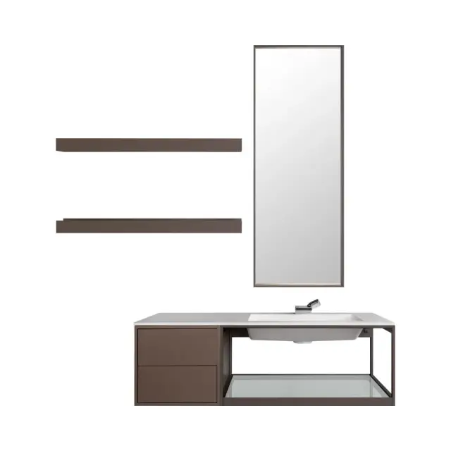 Комплект мебели с раковиной Milldue FJORD 2494+6691+6689 sx+2930+2941+7800+2485 лак castoro opaco, basalto, топ milltek sollid Bianco Opaco J01