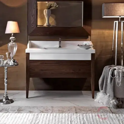 Комплект мебели с раковиной Kerasan Bentley 917347 + 393501 + 7530 темный ясень