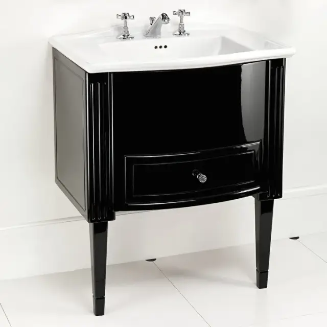 Комплект мебели с раковиной Devon&Devon DOMINO DEDOMINODB3FWES основание deep black + белая раковина