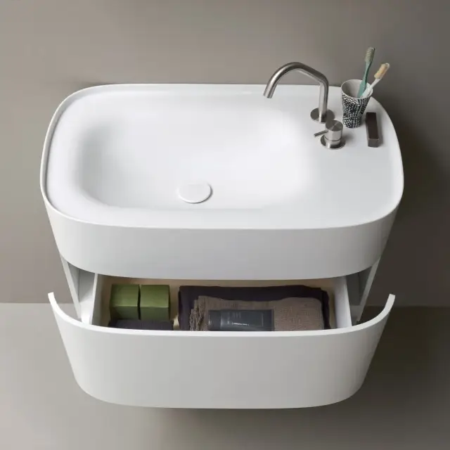 Комплект мебели с раковиной Rexa FONTE 06FO443S1 CORIAN GLACIER WHITE