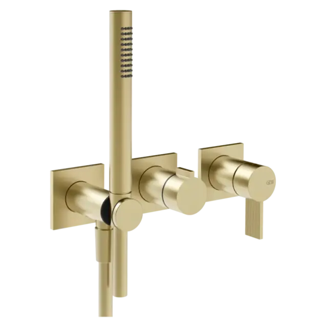Смеситель для душа Gessi INVERSO RIGATO 73536#727 цвет-браш.латунь PVD