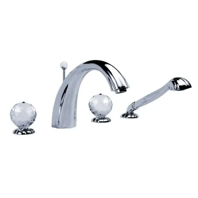 Смеситель для ванны Jorger FLORALE CRYSTAL 600.40.100.000-11 хром, ручки-прозрачный хрусталь
