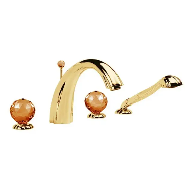 Смеситель для ванны Jorger FLORALE CRYSTAL 600.40.100.020-16 золото, ручки-хрусталь в цвете янтаря