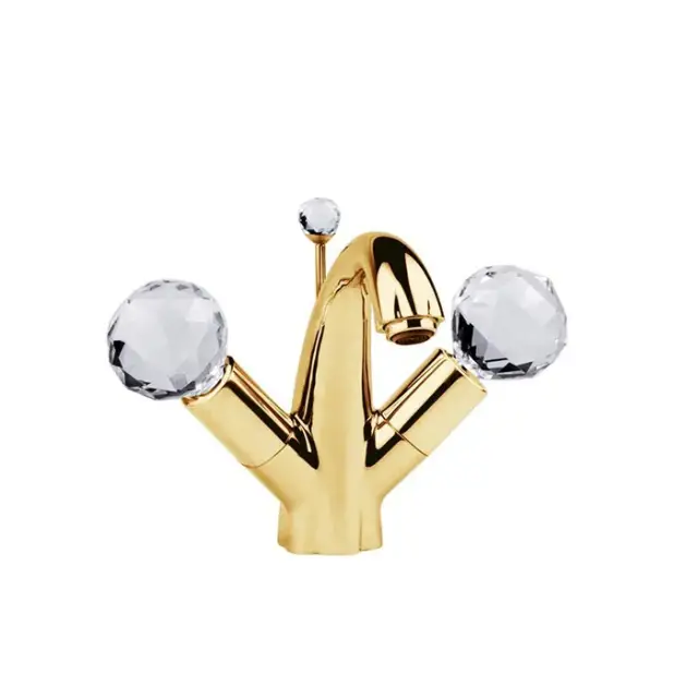 Смеситель для раковины Jorger FLORALE CRYSTAL 600.10.300.020-11 gold/crystal clear