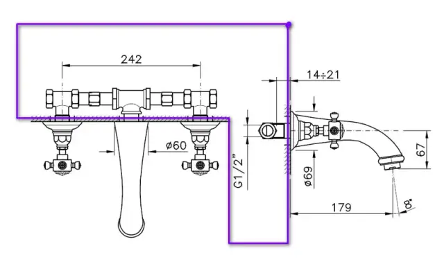 Nicolazzi C2177DX Встраиваемая часть для смесителя со стены