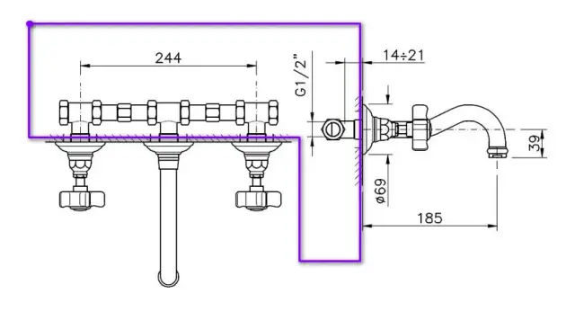 Nicolazzi C1477DX Встраиваемая часть для смесителя со стены