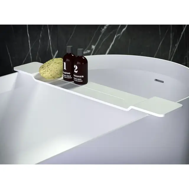 Knief K.Stone 0600-058-01 Аксессуар полочка на ванну 90х15х3H, белая матовая.