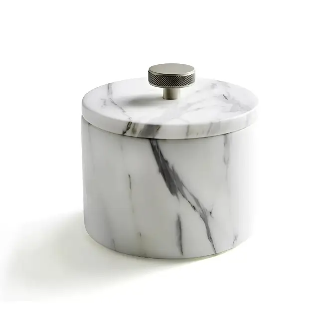 Контейнер для ватных дисков/палочек 3SC APUANA 2.0 AP48ANK цвет-White Statuario marble/nickel satin polished