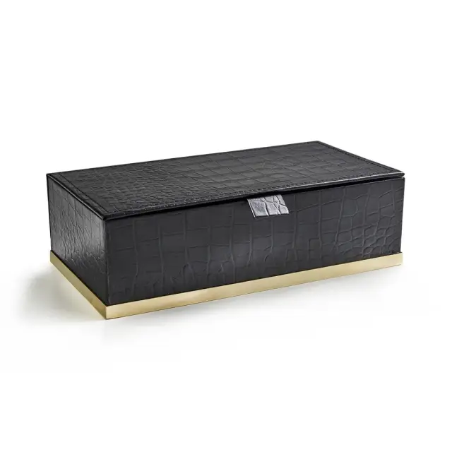 Контейнер для ватных дисков/палочек 3SC Cocco CO49AOL цвет-black leather/brass