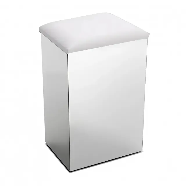 Корзина для белья 3SC Pouff PB01/NX/11 цвет-polished stainless steel/white leather