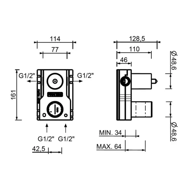 Fantini 4400M523A Термостатический встраиваемый смеситель для душа, 1/2apos;apos; - 00