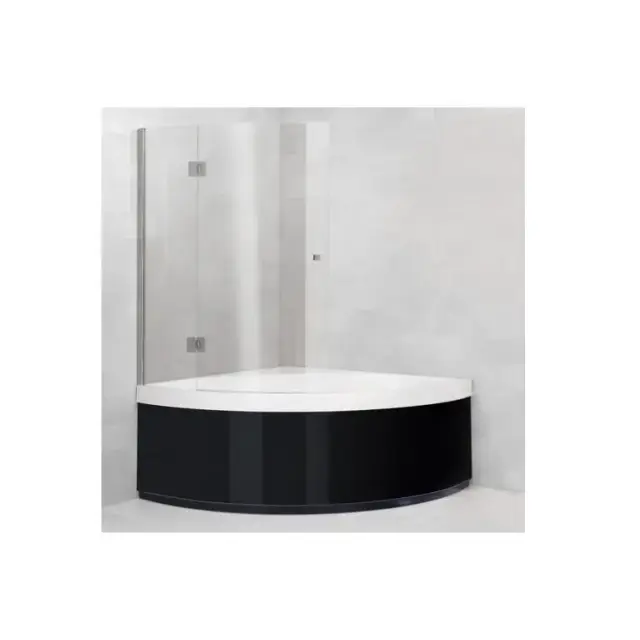 Экран душевой для ванны с дверкой слева, 140*0.6*h150, стекло прозрачное VILBO / петли, профиль - хром