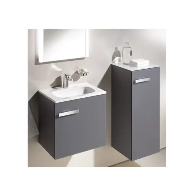 Шкаф нижний, 1 дверка, петли слева, 2 стеклянные полки + крышка (кристаллин / белый лак), 35.5*33.8*h48, цвет - трюфель (17)