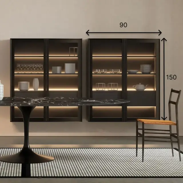 Шкаф в ванную комнату Antonio Lupi BEMADE DC195A90.T+LED INT. корпус-NOCE CANALETTO, рама-BRONZO, стекло-TRASPARENTE BRONZO