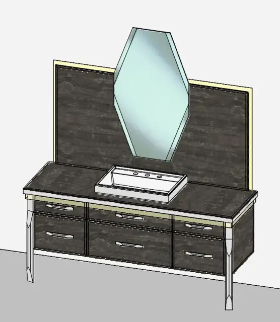 Комплект мебели с раковиной Milldue Hilton 3054*2+3046+9264+5815+5810.sx+5810.dx+5818+2473+2486*2+5819 alabastro bronze 100, polished steel, matt nero lacquer - 22