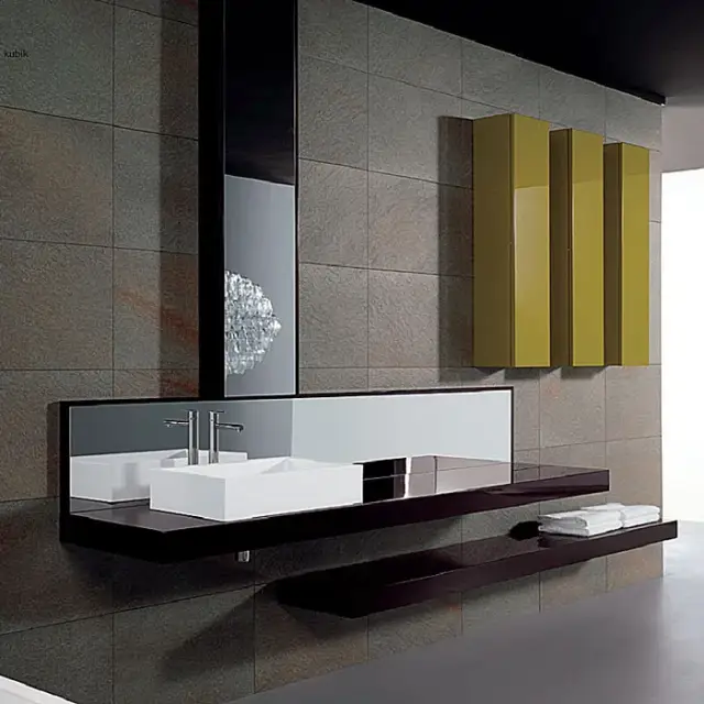 Зеркальный шкаф Milldue Kubik 7080 черный глянец