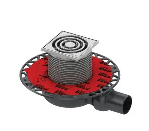 Трап низкий горизонтальный с фланцем, 0.61-1.12 л/с,в комплекте - сифон,гидрозатвор,решетка 10*10см,заглушка d.25.2*L.28*h.0.8-9.2, полир. нерж.сталь