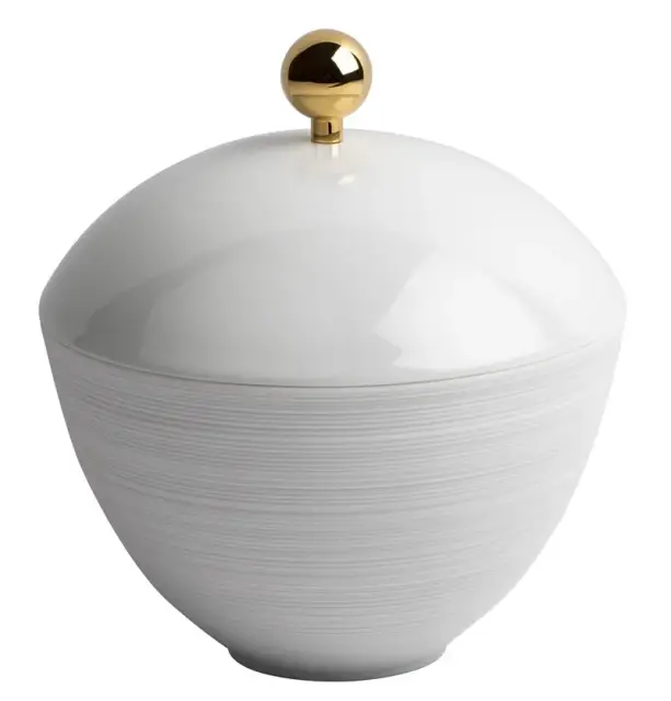Баночка большая d.14*12.5h белый Лиможский фарфор/золото