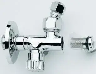 Вентиль угловой с фильтром, регулировкой и выводом, 3/8, под слив d10, бронза