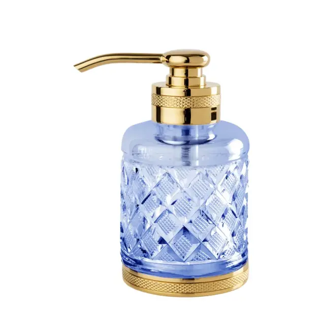 Дозатор Cristal&Bronze CRISTAL TAILLE “LOSANGE” CISELÉ FS09C-D3-630B blue crystal/Matt Soft Gold