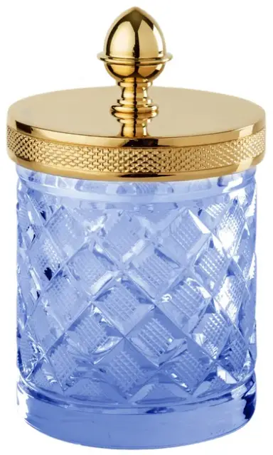 Баночка маленькая с крышкой d.8*13h blue crystal/Matt Soft Gold
