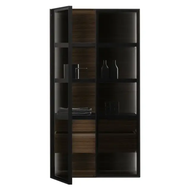 Шкаф в ванную комнату Falper BUTLER FTF+FT2 Burned walnut-N6/Alluminio nero opaco/smoke grey glass