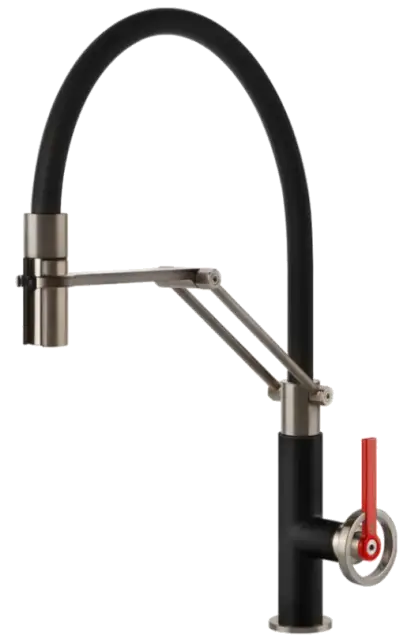 Смеситель для кухни Gessi OFFICINE V 60205#599 матовый черный/Finox, рычаг красный