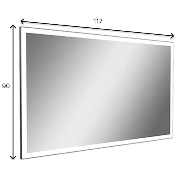 Зеркало для ванной Antonio Lupi VERTICE VERTICE90W.117 с блестящей кромкой, с белой светодиодной подсветкой, на раме черного цвета
