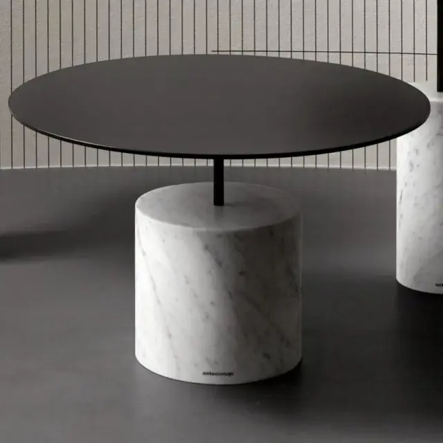 Столик для ванной комнаты Antonio Lupi BIVIO BIVIO6 основание MARMO CARRARA, структура - сталь NERO GOFFRATO