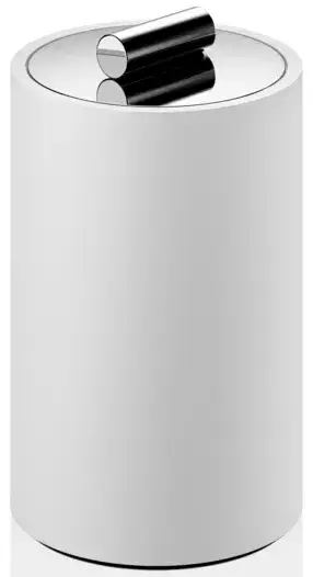 Контейнер настольный, с крышкой d8*h13.5 хром/белый