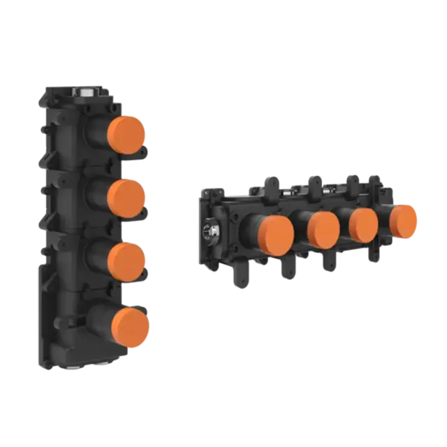 Внутр.часть термост.смесителя для душа с 3 независ. выходами 14*14*h36,7 Chrome