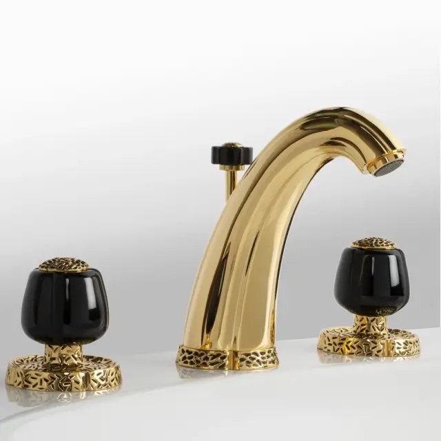 Смеситель для раковины Cristal&Bronze MILLÉSIME NOIR C41-C13-1301 Polished Soft Gold / Noir
