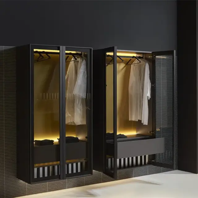 Шкаф в ванную комнату Antonio Lupi BEMADE DC31990+BARRALED.81 корпус skin cenere/рама nero opaco/стекло transperente fume/задн.панель coccodrilo lucido