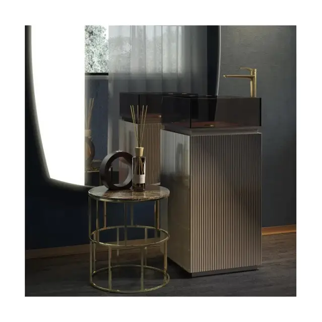 Комплект мебели с раковиной Artelinea PLISSE PL41S sx Flutes bronzo/Trasparente Bronzo (B6)