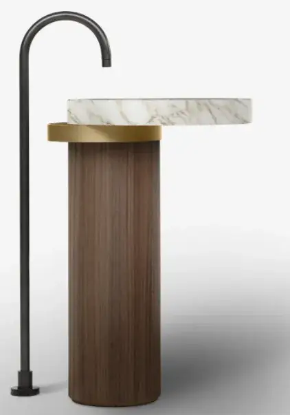 Раковина Falper ECCENTRICO WN7 Burned walnut-N6/Ottone satinato-OR/Calacatta Gold-MP