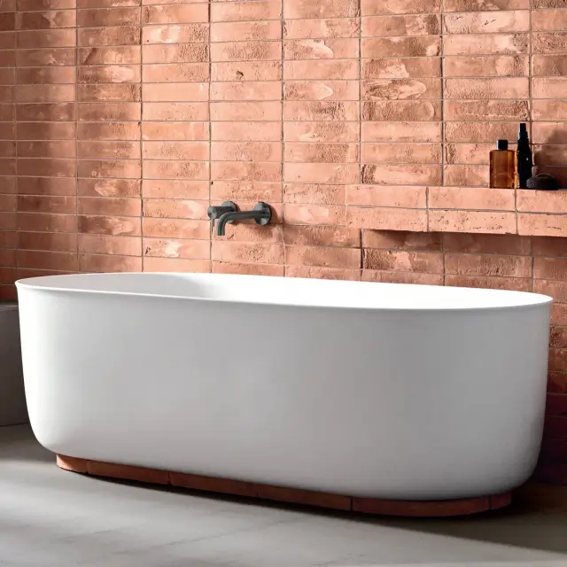 Ванна Rexa Hammam 24HM1211 KORAKRIL ICE WHITE, цоколь-глина VINACCIA