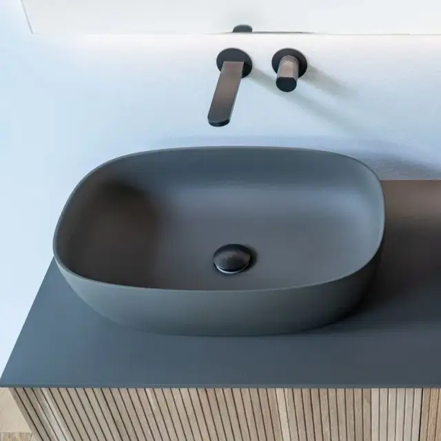 Раковина Antonio Lupi SENSO SENSO COLORMOOD SMOKE, донный клапан GRAFITE