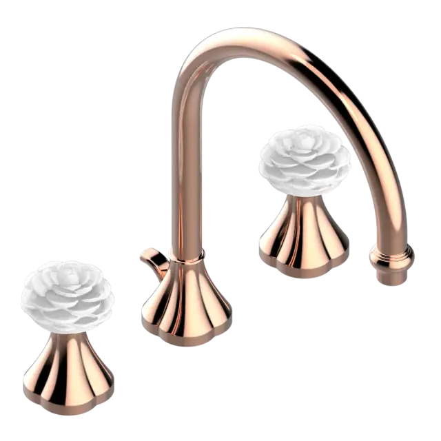 Смеситель для раковины THG Camélia Clear crystal U5L.H62.151 цвет-BLUSH PVD/прозрачный хрусталь