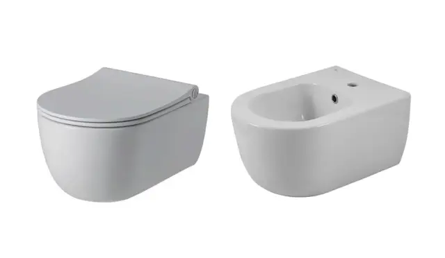 NOKEN ACRO COMPACT Комплект керамики - унитаз с сиденьем и биде, 49 см, белый