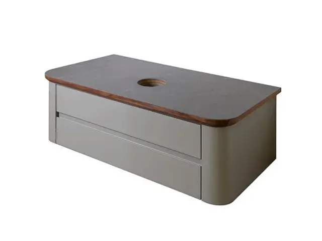 NOKEN LIEM Модуль подвесной для раковины, 82 см, столешница из керамогранита, орех/серый